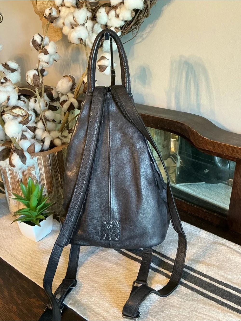 NWOT We The Free Leather Soho Convertible Sling Backpack Bag Black MSRP $128